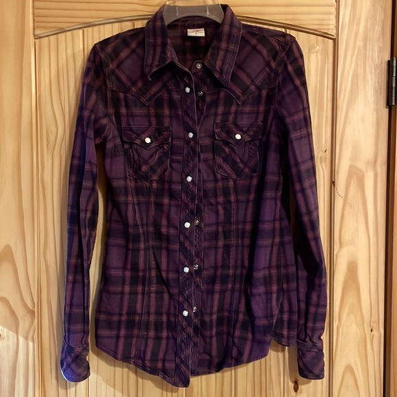 True Religion Tops - Purple and Black True Religion flannel western shirt